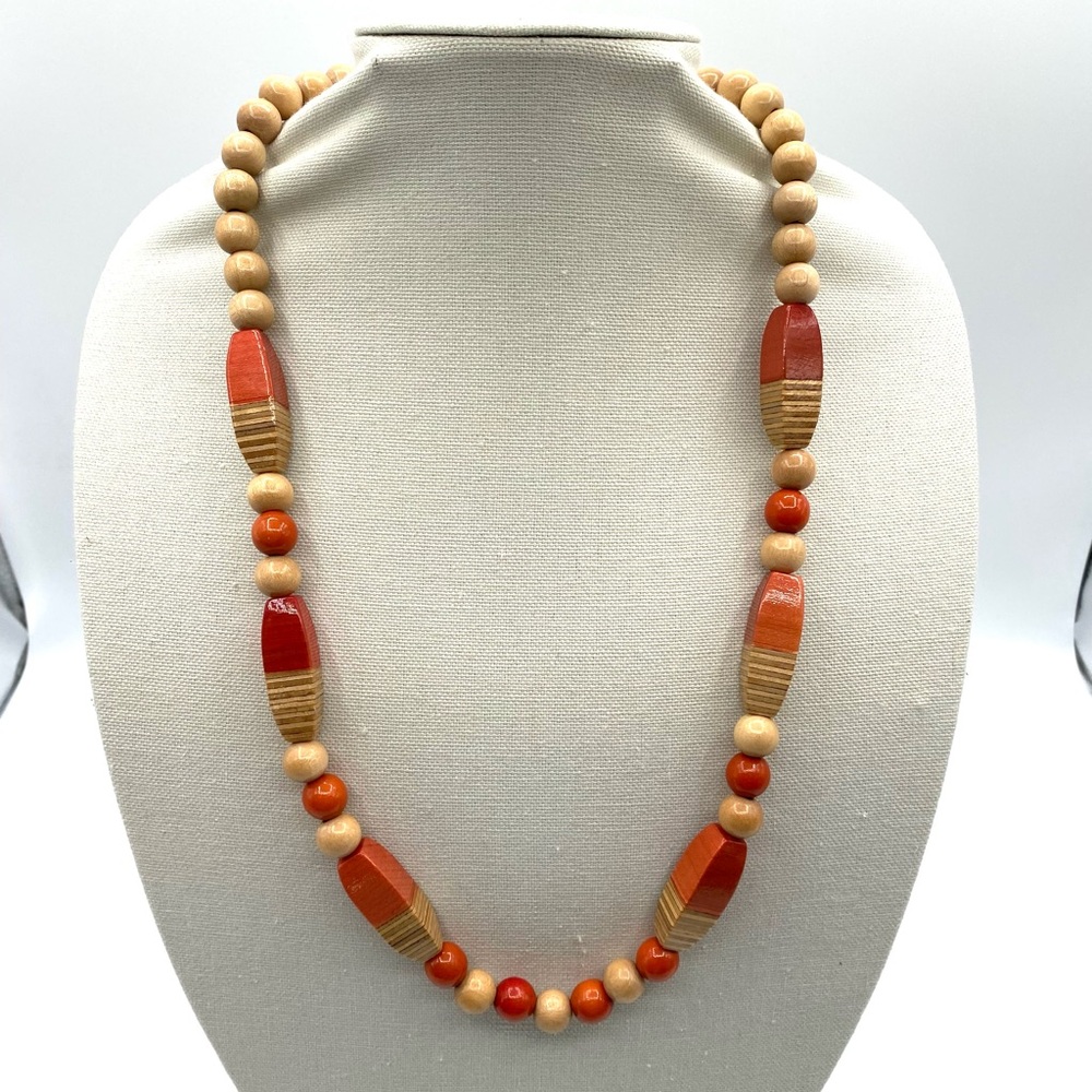 Vintage Chunky Wooden Beaded Necklace